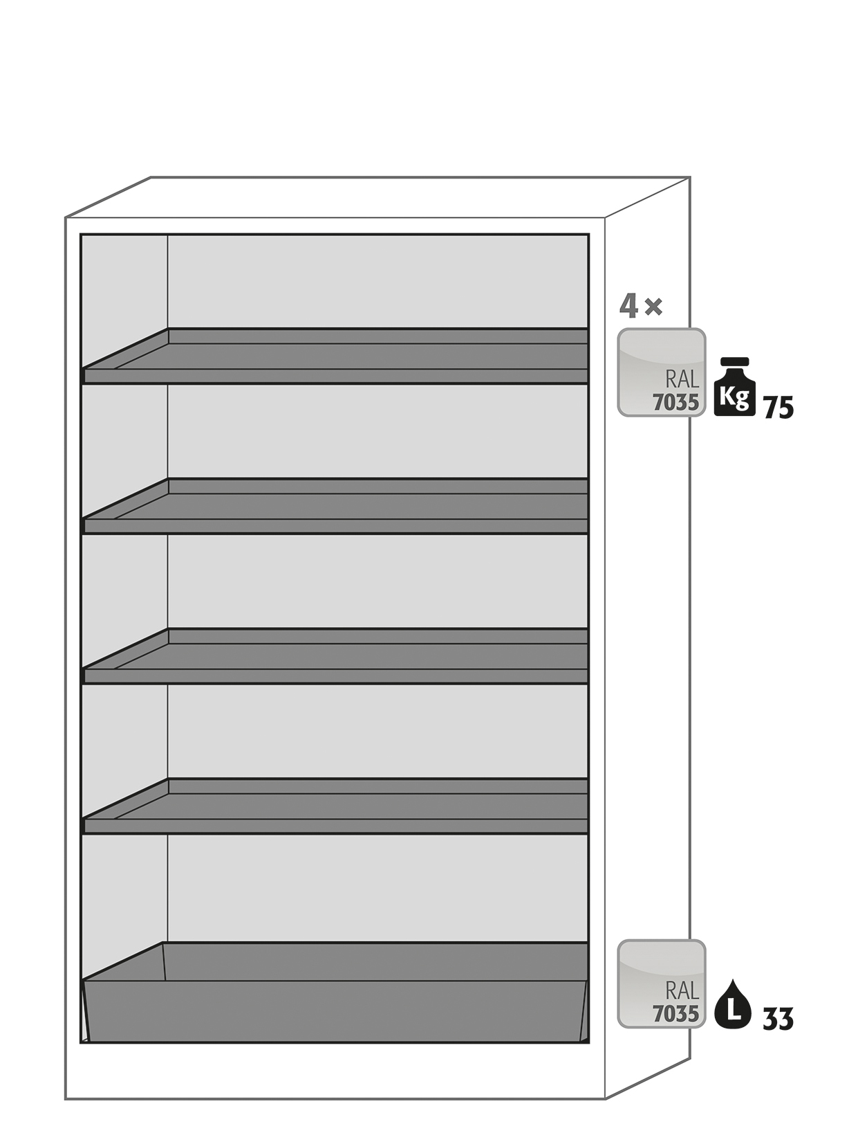 Armoire de sécurité Q-CLASSIC-90 modèle Q90.195.120 - Réf 30001-040-33638 - Type 90 avec portes battantes et résistance au feu NF EN 14470-1_1