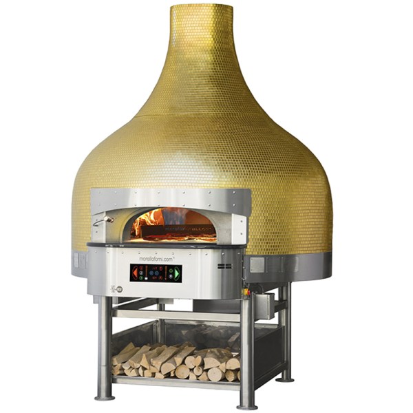 Four à pizza à bois rotatif - système auxiliaire gaz brûleurs - Morello Forni - Ligne FMR - capacité 4 à 10 pizzas_1