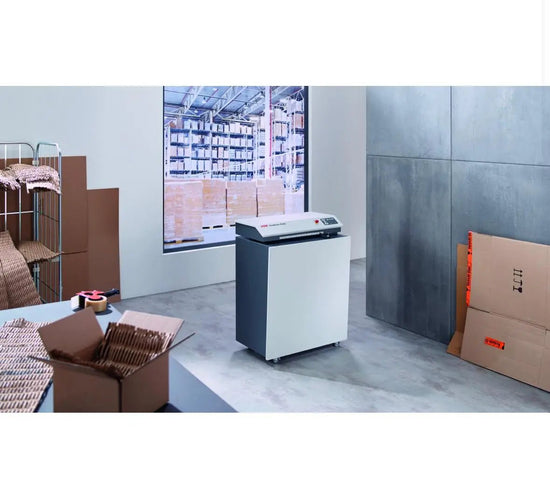 Matelasseur de carton haute performance 2000W -Débit horaire 80 kg/h - HSM ProfiPack P425_1