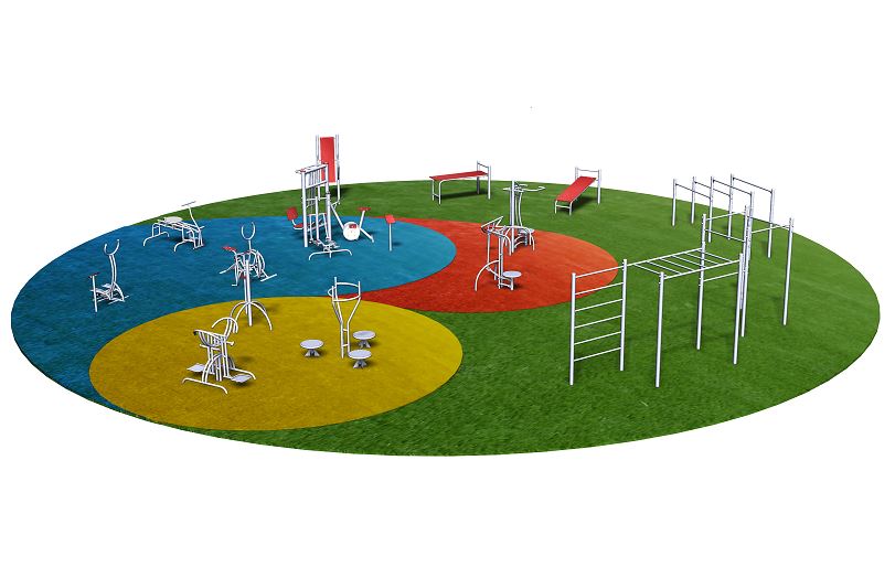 Parcours de santé fitness gamme Peps - PEPS01 - Dimensions 20000x20000mm_1