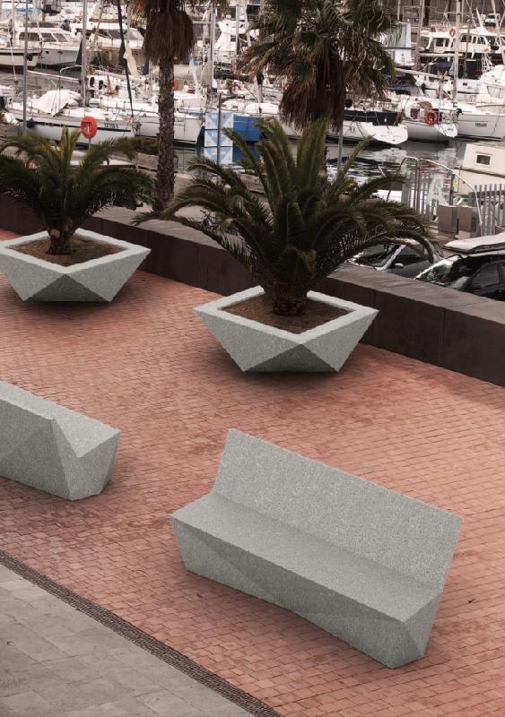 Banc en béton Origami - Banc pliable en béton blanc et gris -35% d'émissions de CO2_1
