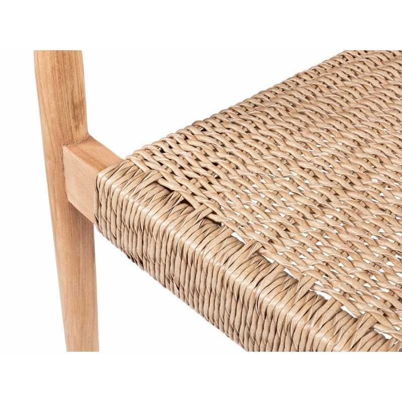 Chaise de salle à manger maron – MTF – bois de teck et tressage naturel – 2nai0001_1