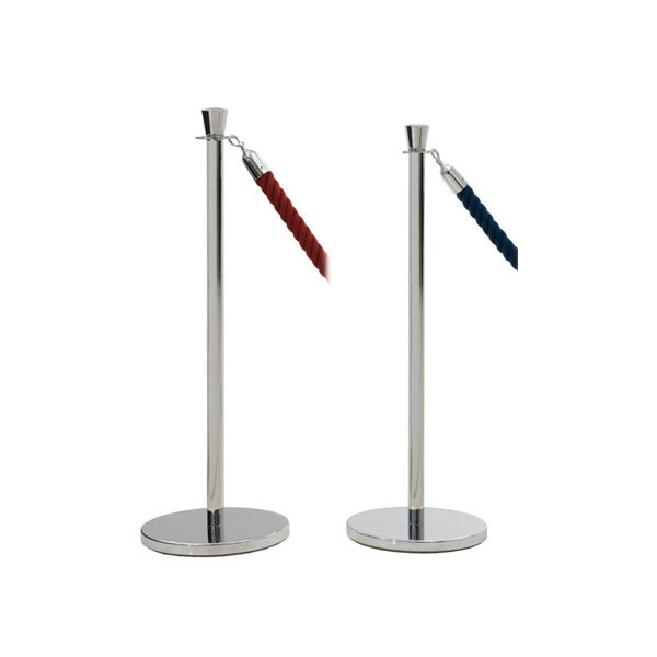 Poteau métal inox chromé pour cordon de guidage - Tête multidirectionnelle - Réf. PCG310_1