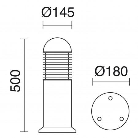 Borne Nova IP65 - IK10 - LED intégrée - 15W - 4000K - 2300 lumens - Noir - Hauteur 500 x 145 mm_1
