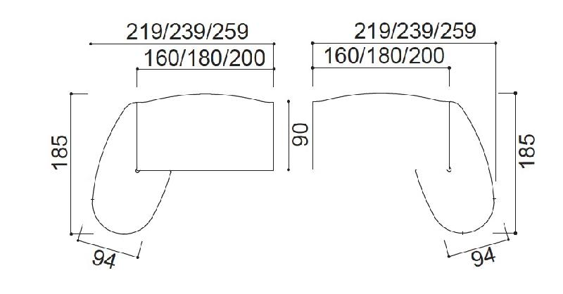 Bureau X time Stop avec convivialité en verre - Quadrifoglio. - 219, Noyer canaletto, Droite_1