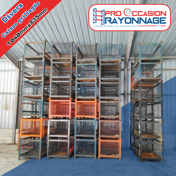 Caisse-palette grillagée - Largeur 1040mm, profondeur 835mm, hauteur 800mm_1