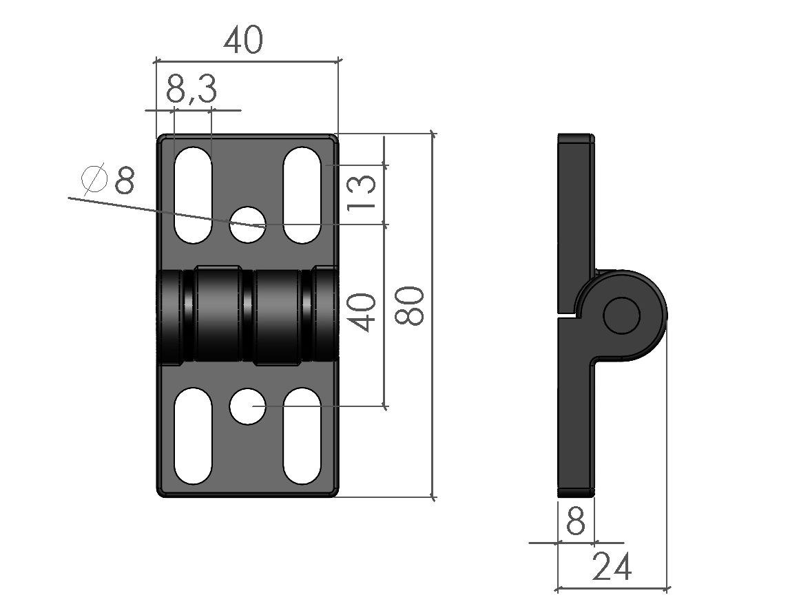 Charnière métal pour profilé aluminium rainure 8 mm_1