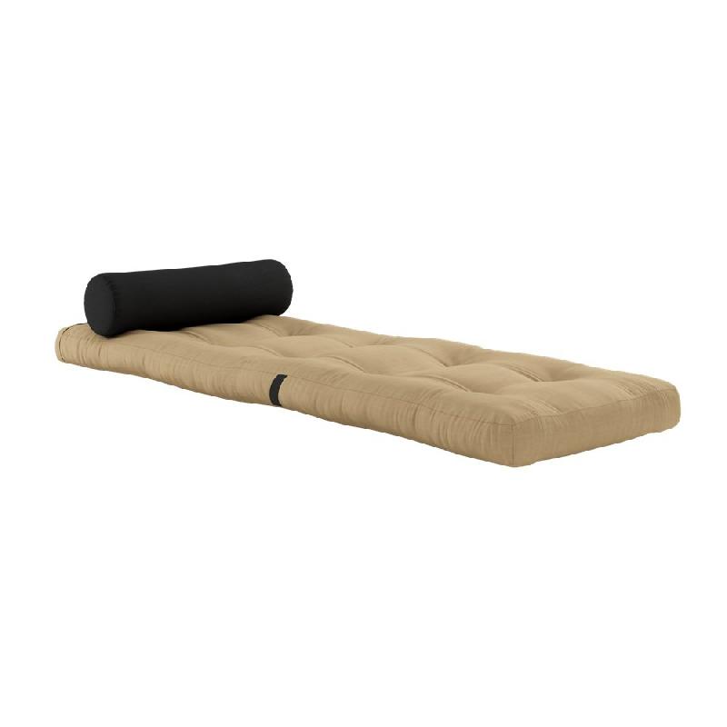 Fauteuil futon convertible WRAP - couleur beige blé - design japonais et scandinave - matelas 70x200 cm_1