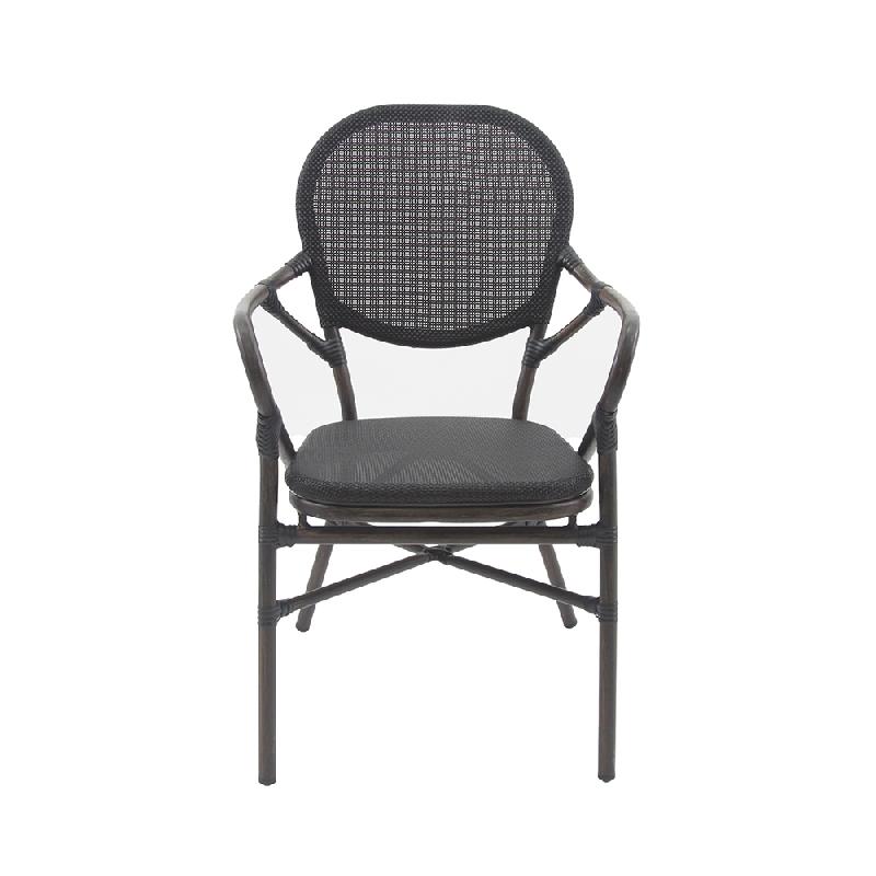 Tango - Fauteuil de bistrot en tissu wengé-noir mesh_1