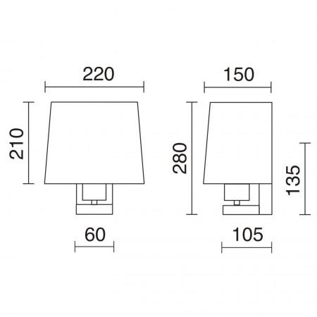Applique murale led liseuse firenze tissu et métal nickel satin- forme demi rond- 2 prises usb + 2 interrupteurs - 5799_1
