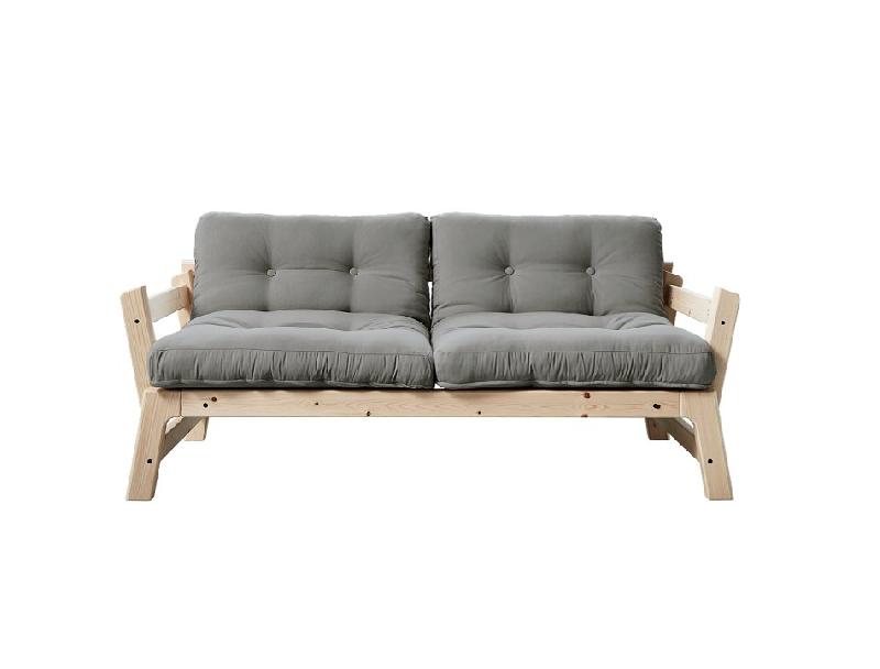 Banquette convertible futon STEP en pin massif - Coloris grey - Couchage 70x200 cm - Design élégant et raffiné_1
