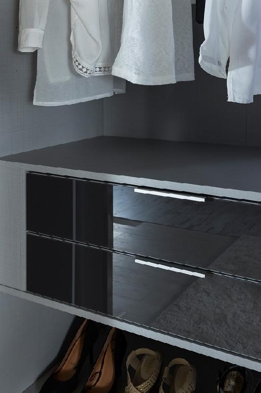 Bloc-tiroirs 2 tiroirs intérieurs - Largeur 87 cm - Façades en verre gris_1