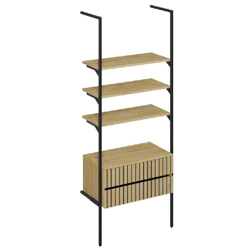 Meuble 2tiroirsQV Vertigo T03 Noir L87xP48,5xH41,8cm - supp.Crém.Noir chêne clai_1