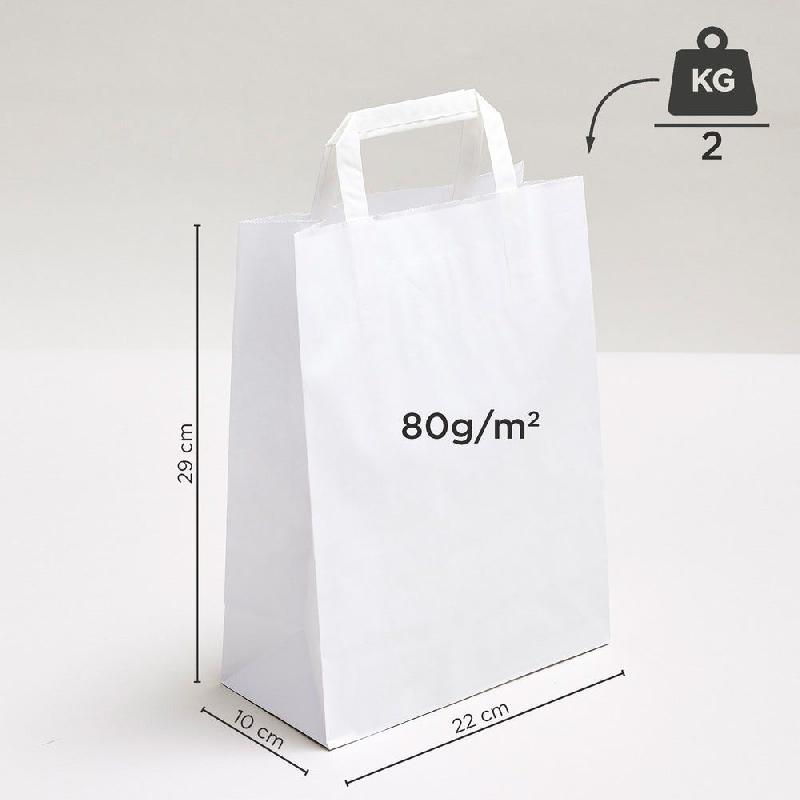 Sac kraft poignées plates blanc 22x10x29cm - par 50_1