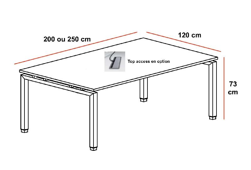 Table de réunion Eco - Mobel Linea - Argent Ral 9006, 200, Acacia clair_1