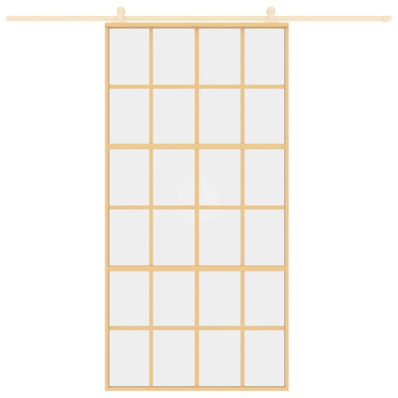 Vidaxl porte coulissante doré 102,5x205cm verre esg clair et aluminium 155174_1