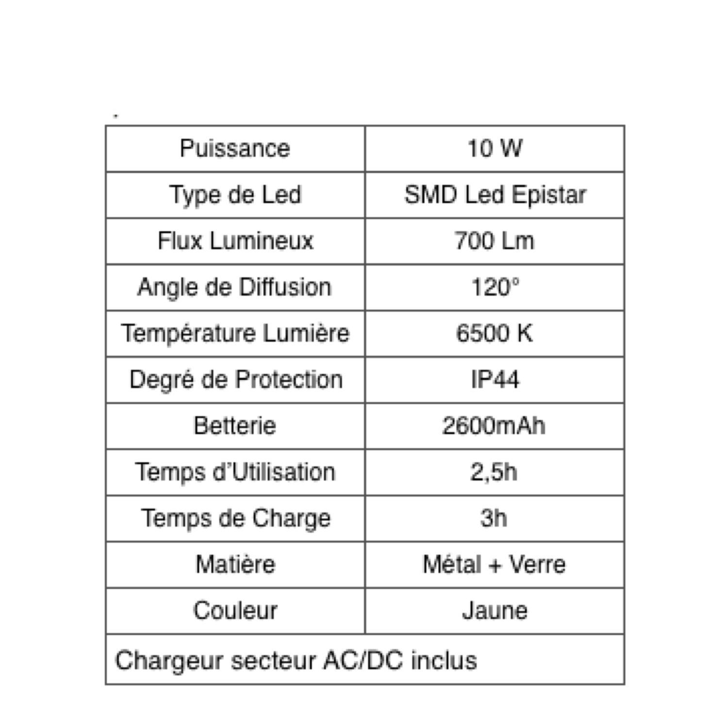 Projecteur LED portable 10W rechargeable - léger, compact et robuste pour chantiers_1