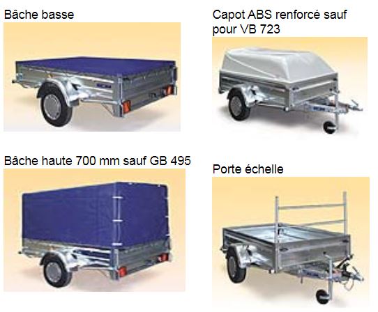 Remorque légère à caisse basculante - PTC 500 kg - ECIM - Modèle GB 495 avec châssis galvanisé et plancher bois_1