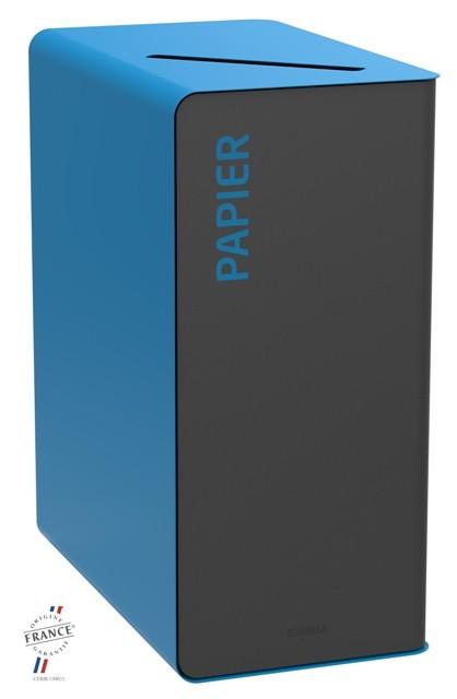 Borne de tri sélectif Cubatri 90 L - Façade Gris Manganèse ou Blanche - Acier Poudré Anti-UV_1