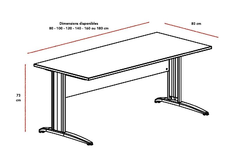 Bureau individuel Tono, pieds métal - Mobel Linea - 80, Acacia clair_1
