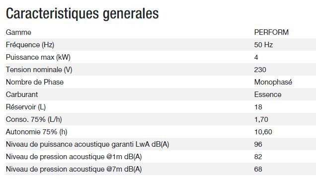 Perform 4500 XL AVR Groupe électrogène - Kohler - 4 kW max - 50 Hz - 230 V_1