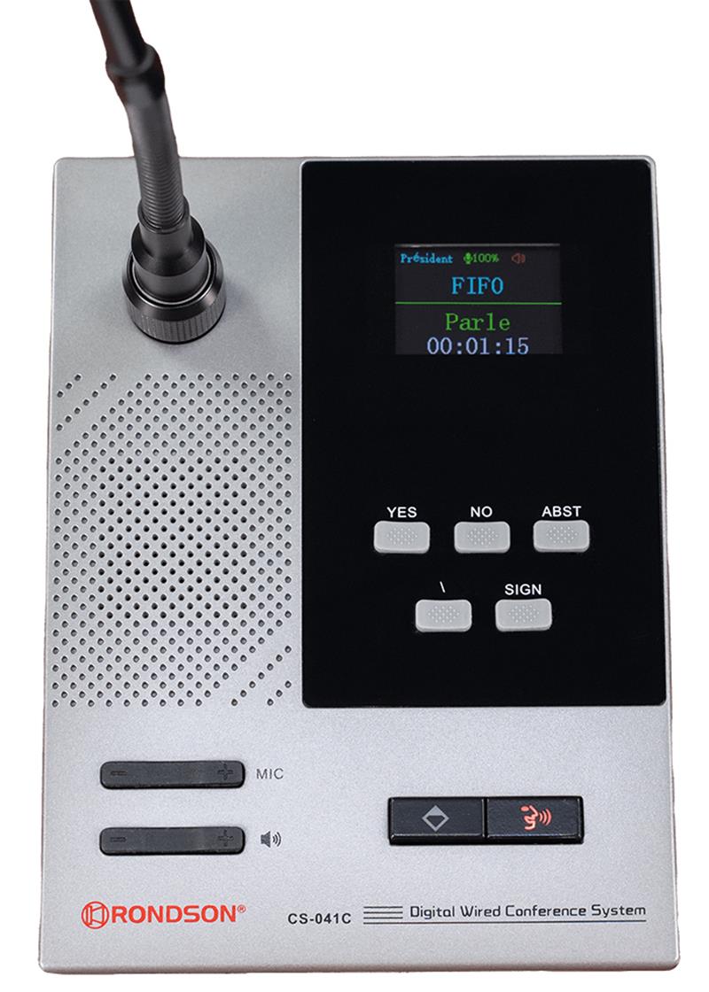 Pupitre Président CS 240 RONDSON - Haut-parleur intégré 3W, microphone électret semi-rigide, modes AUTO/FIFO_1