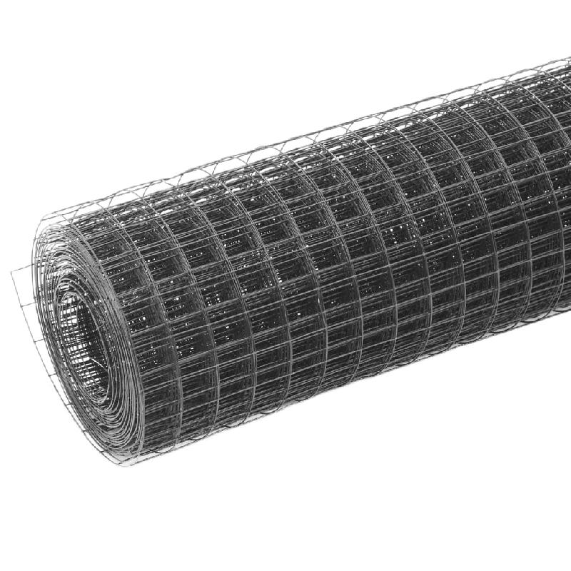 Vidaxl grillage acier avec revêtement en pvc 25x1,5 m gris 143656_1