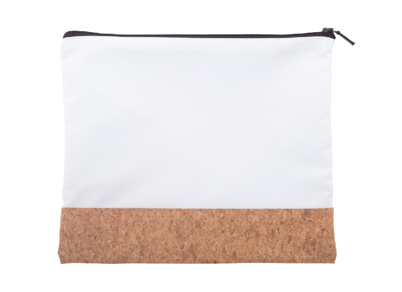 Trousse de toilette zippée en polyester et liège naturel - Impression personnalisée - Minimum 50 pièces_1