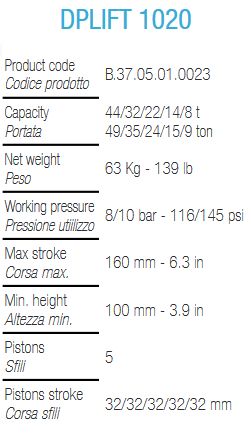 Dplift 1020 - Crics pour véhicules lourds Dino Paoli - Capacité 44/32/22/14/8T_1