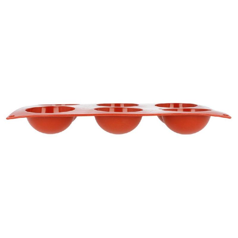 Moule 6 demi-sphères Ø7cm silicone rouge 17,5x30cm_1