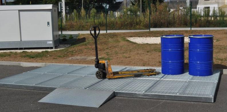 Plateforme de rétention Acier Galvanisé 2655x1275x90 mm + caillebotis galvanisé - 290 L_1