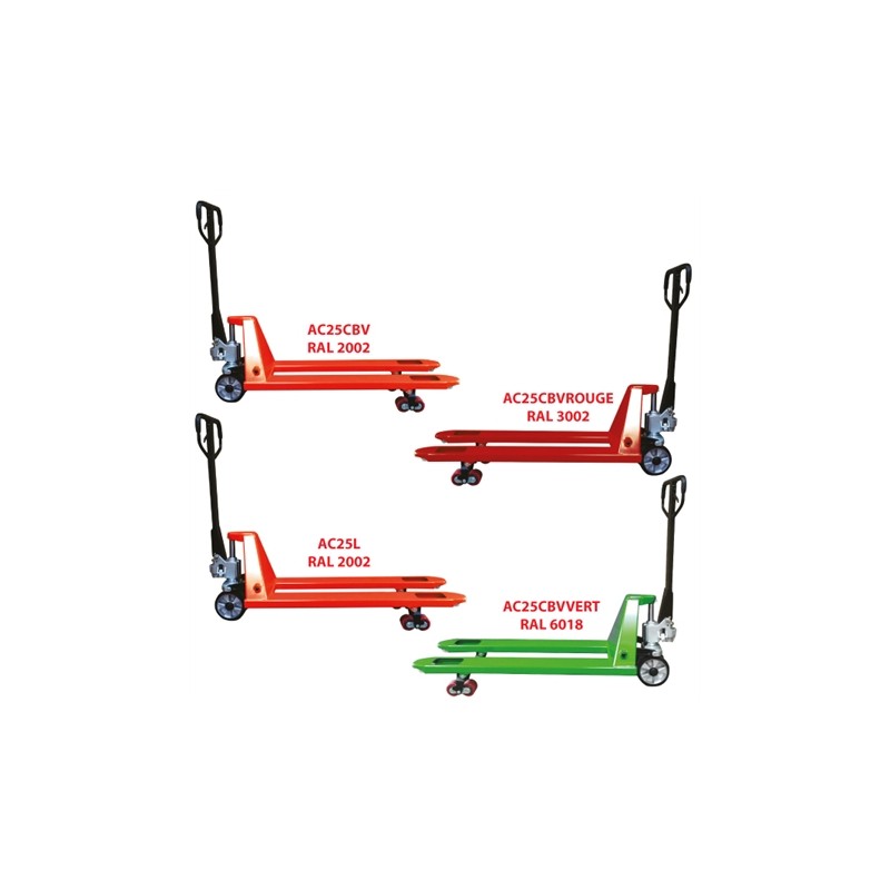 Transpalette manuel premium AC25 COUL - capacité 2500 kg - rotation timon 200° - conception robuste_1