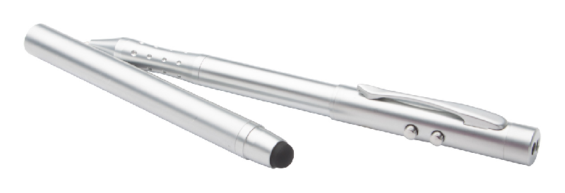 Pointeur laser multifonction - stylo bille, stylet tactile et lampe LED - coffret cadeau en métal_1