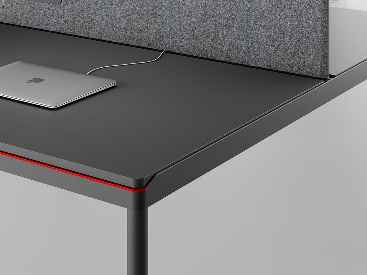 Bureau bench 4 personnes Redline - plateaux coulissants, gestion des câbles intégrée, design exclusif_1