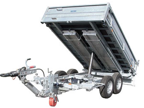 Remorque tri-benne basculante ECIM TBE 200 V - Angle de basculement arrière 40° - PTC 2000 kg_1