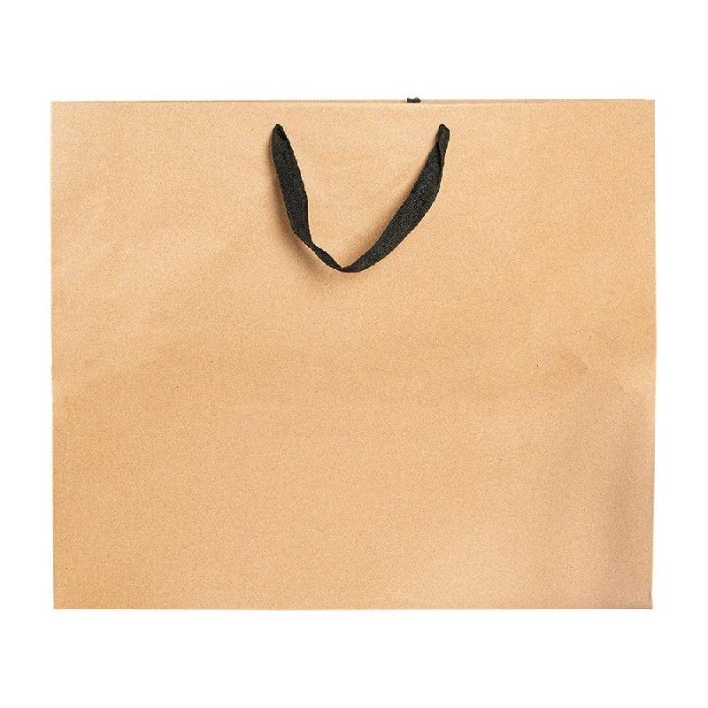 Sac luxe kraft naturel anses coton noir 52+10x42cm - par 50_1