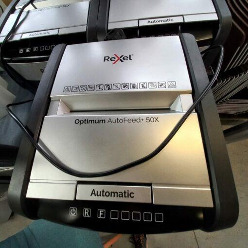 Destructeur de papier neuf - Rexel Optimum Auto+ 50X - Coupe croisée - 50 feuilles - 20 litres_1