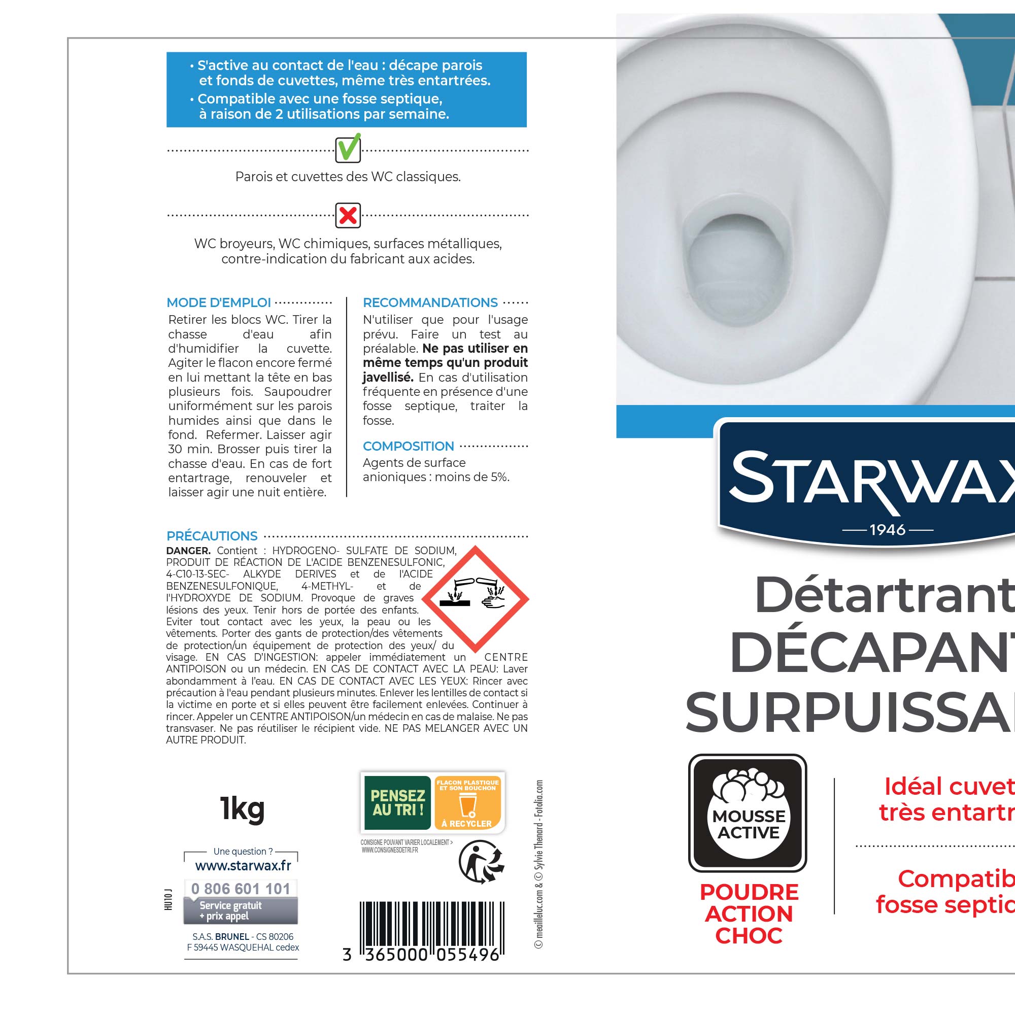 Détartrant poudre surpuissant pour WC - Starwax - efficace contre tartre épais_1
