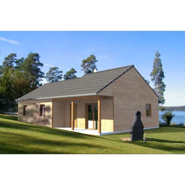 Maison à ossature en bois plain-pied optimale 3 / clé en main / surface habitable / 78.37 m² / 4 pièces / toit double pente_0
