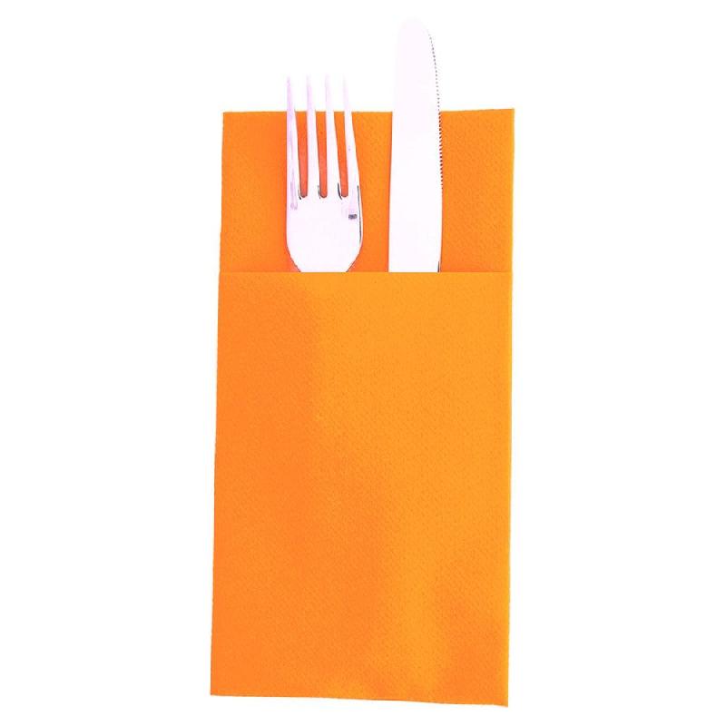 Serviette-étui pour couverts intissé mandarine 40x40cm - par 700_1