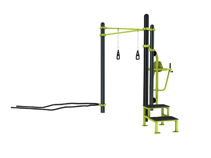 Station Combo 3-6 - Barre traction, TRX, Battle Rope, Chaise romaine, Steps_1