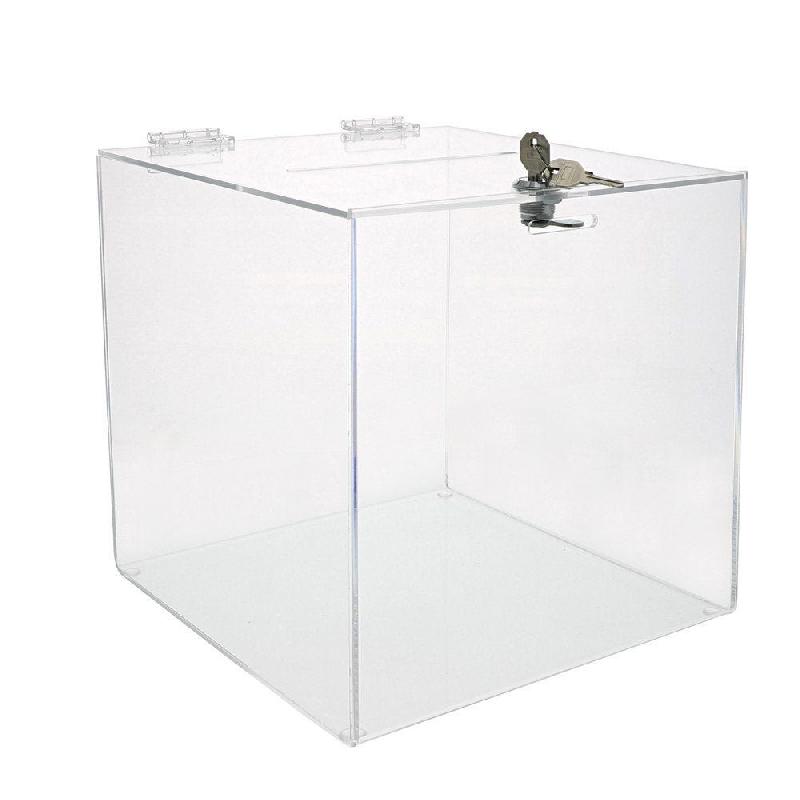 Urne en PMMA 25x25x25cm - Fermeture avec serrure - Transparent_1