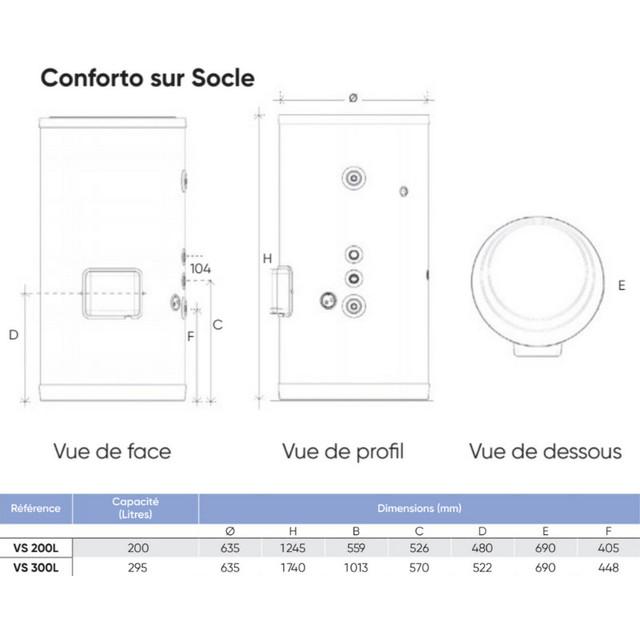 PECS - Ballon échangeur Conforto vertical sur socle 300L - Aquastat non fourni - Atlantic - 334130_1
