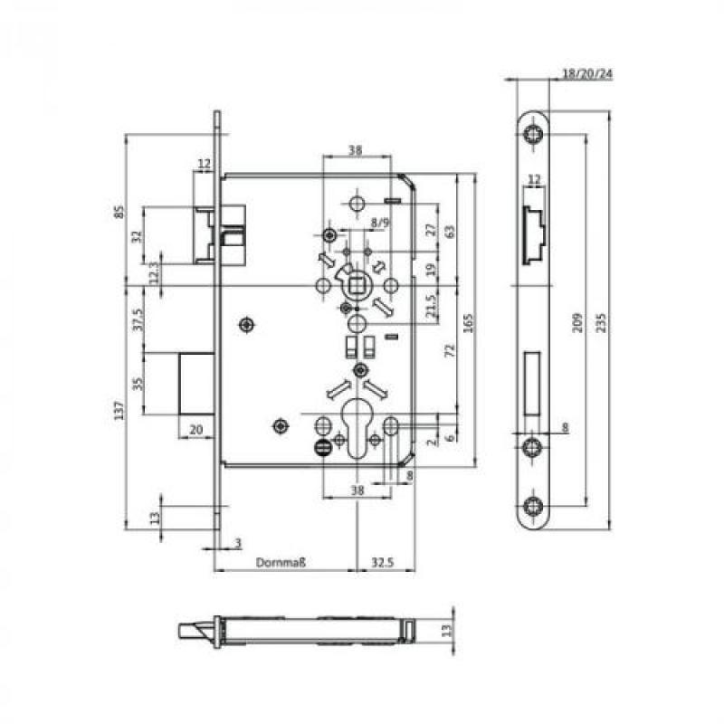 Serrure à larder MONOMAX carré 7 mm THIRARD