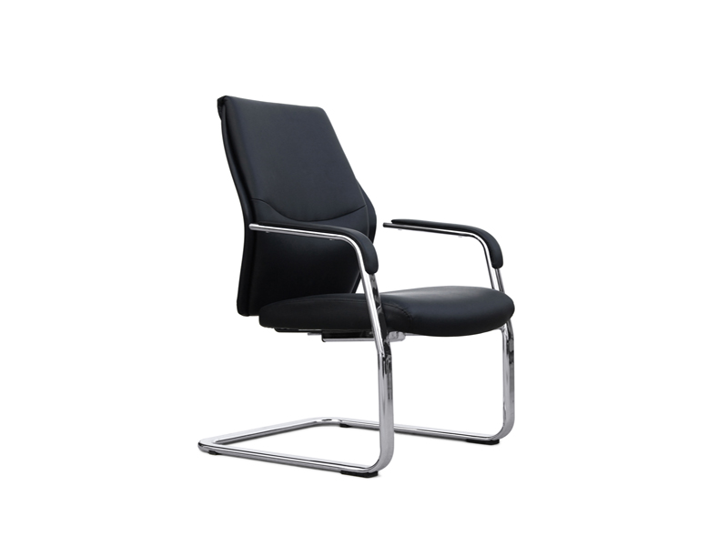 Fauteuil de réunion Koraz - structure luge chromée - assise et dossier en cuir_1