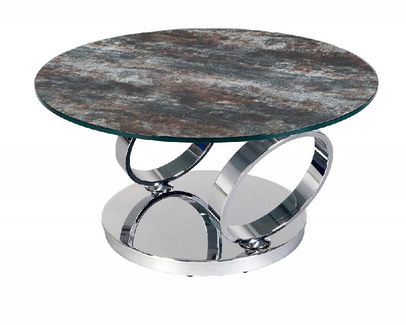 Table basse Olympe - plateaux pivotants en verre trempé et céramique anthracite - design élégant et robuste_1