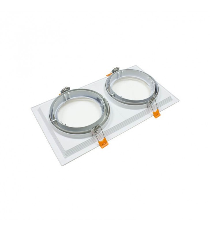 Cadre orientable en aluminium - pour ampoule AR111 - double blanc à encastrer - réf AR111ENCB2_1