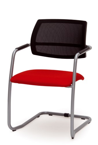 Fauteuil de Réunion ou Visiteur Yan - Dossier Résille - Piétement Luge Gris Alu - Empilable - Référence 7975 FR104_1