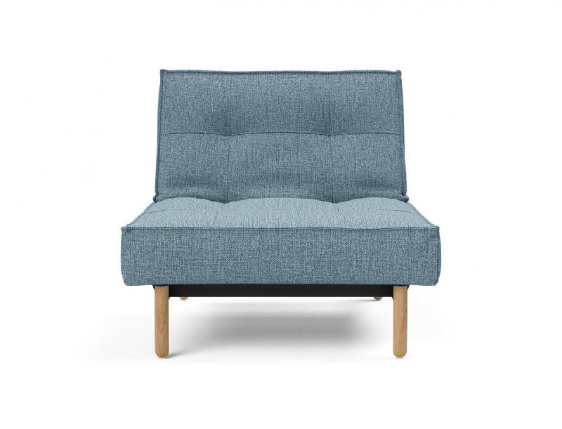 Innovation Living - Fauteuil Splitback Stem Convertible Lit 90x115 cm - Pieds Obus Naturel - Tissu Mixed Dance Light Blue_1