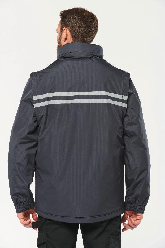 Parka workwear manches amovibles homme - Réf: WK6106 - 100% polyester ripstop - Bandes réfléchissantes_1